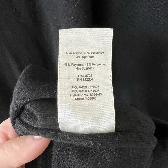 Aritzia Wilfred Free Abby Dress Black Deep Plunge Long Sleeve - Picture 6 of 10